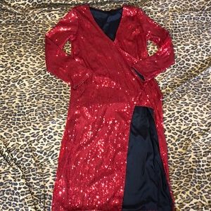 Red sequins dress